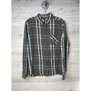 American Giant Shirt Mens Large Plaid Long Sleeve Button Up Made in USA